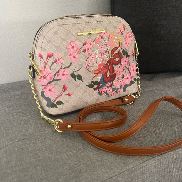 Rare Steve Madden Dragon Cherry Blossoms Crossbody Purse Bag - Picture 1 of 7